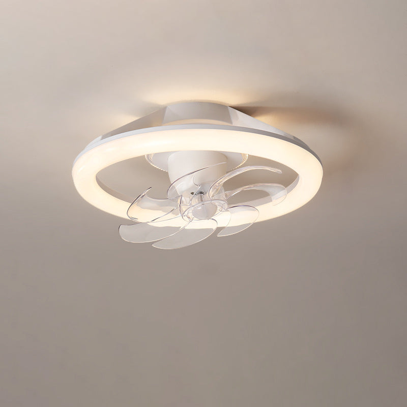 Modern Minimalist LED Semi-Flush Mount Ceiling Fan Light for Bedroom - Iron & Acrylic Design