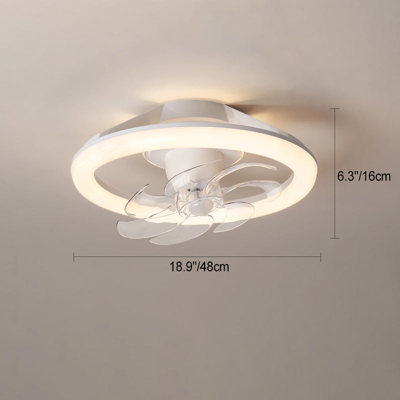 Modern Minimalist LED Semi-Flush Mount Ceiling Fan Light for Bedroom - Iron & Acrylic Design