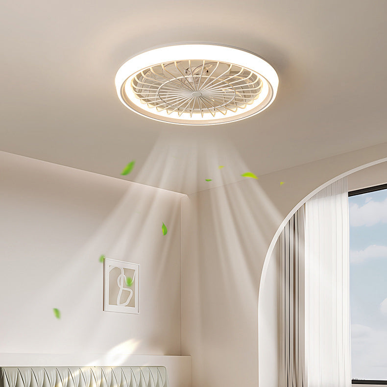 Modern Minimalist LED Semi-Flush Mount Ceiling Fan Light for Bedroom - Iron & Acrylic Design
