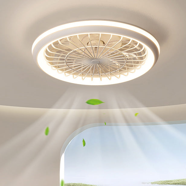 Modern Minimalist LED Semi-Flush Mount Ceiling Fan Light for Bedroom - Iron & Acrylic Design