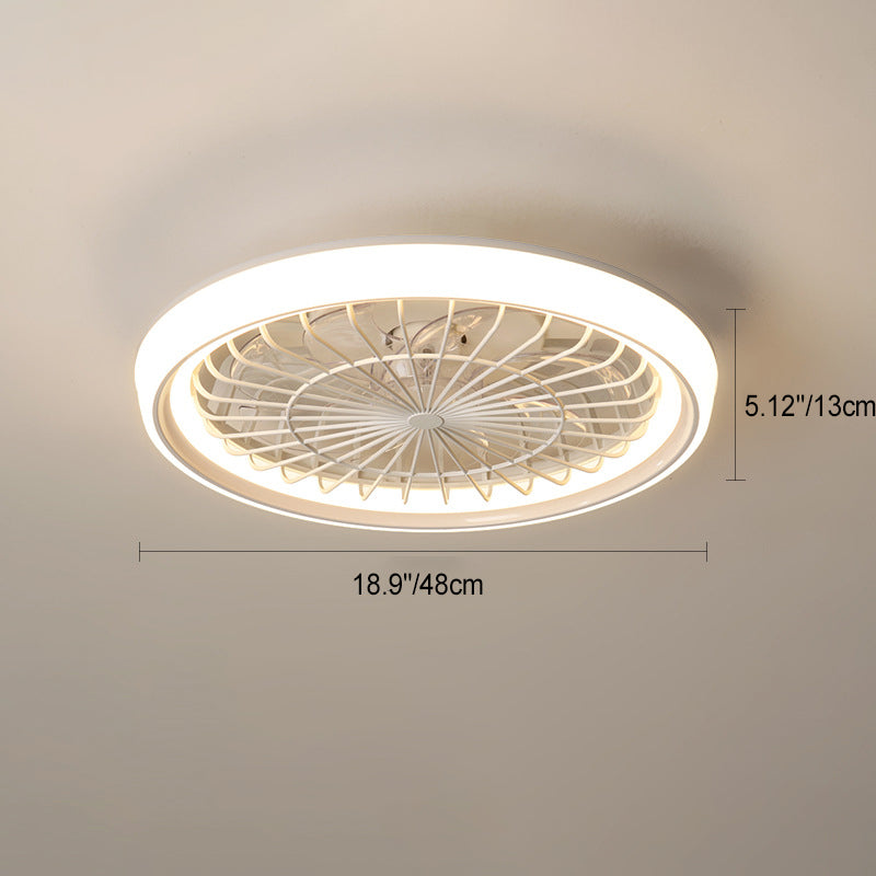 Modern Minimalist LED Semi-Flush Mount Ceiling Fan Light for Bedroom - Iron & Acrylic Design