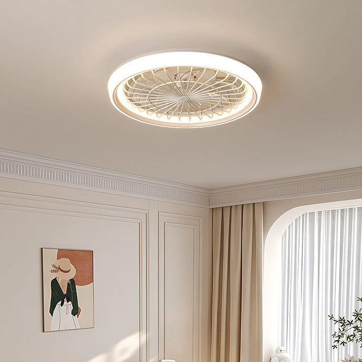 Modern Minimalist LED Semi-Flush Mount Ceiling Fan Light for Bedroom - Iron & Acrylic Design