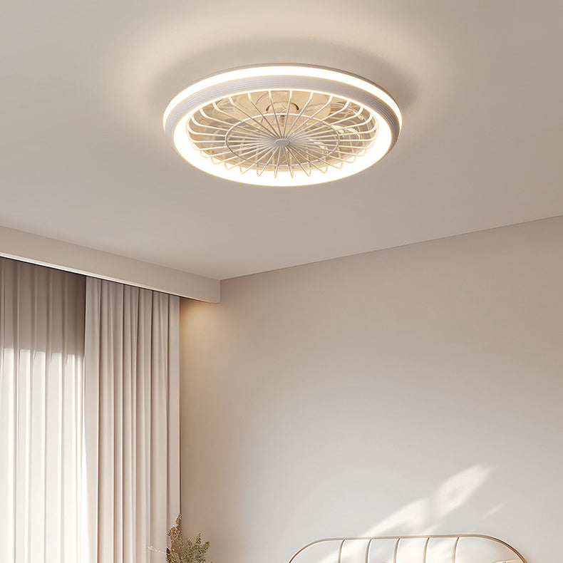 Modern Minimalist LED Semi-Flush Mount Ceiling Fan Light for Bedroom - Iron & Acrylic Design