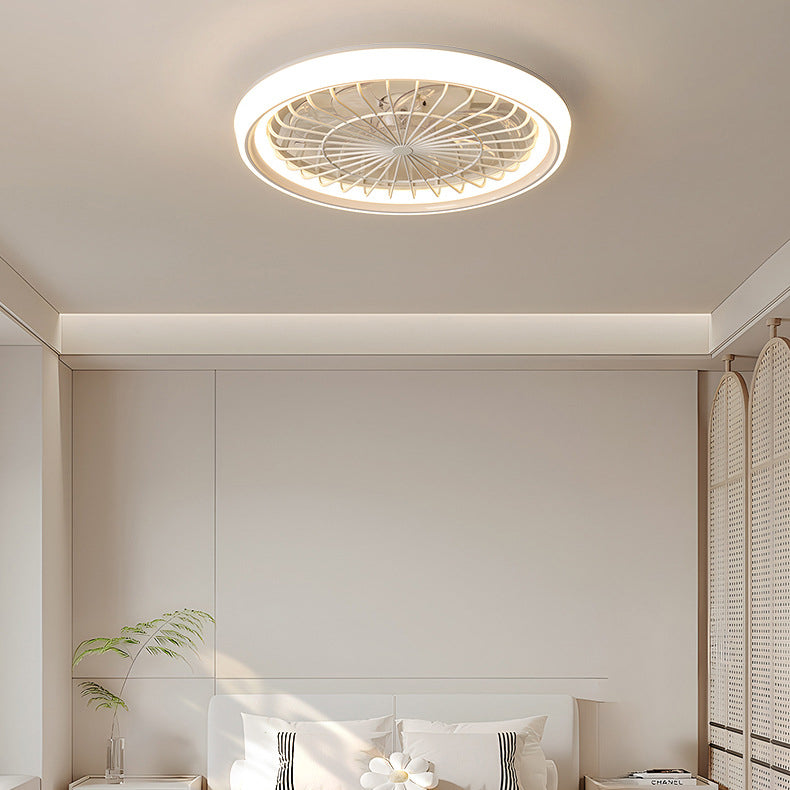 Modern Minimalist LED Semi-Flush Mount Ceiling Fan Light for Bedroom - Iron & Acrylic Design