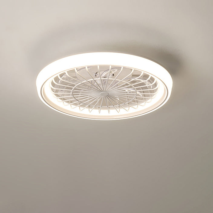 Modern Minimalist LED Semi-Flush Mount Ceiling Fan Light for Bedroom - Iron & Acrylic Design