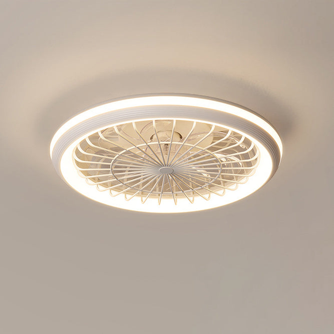Modern Minimalist LED Semi-Flush Mount Ceiling Fan Light for Bedroom - Iron & Acrylic Design