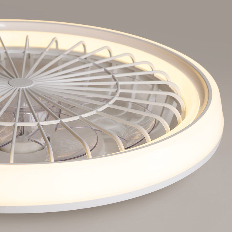 Modern Minimalist LED Semi-Flush Mount Ceiling Fan Light for Bedroom - Iron & Acrylic Design