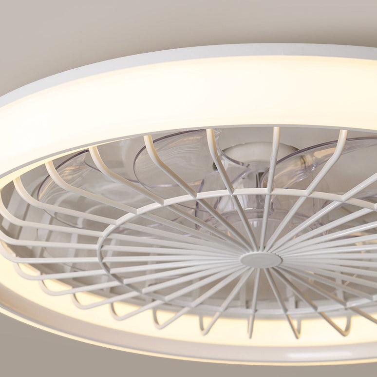 Modern Minimalist LED Semi-Flush Mount Ceiling Fan Light for Bedroom - Iron & Acrylic Design