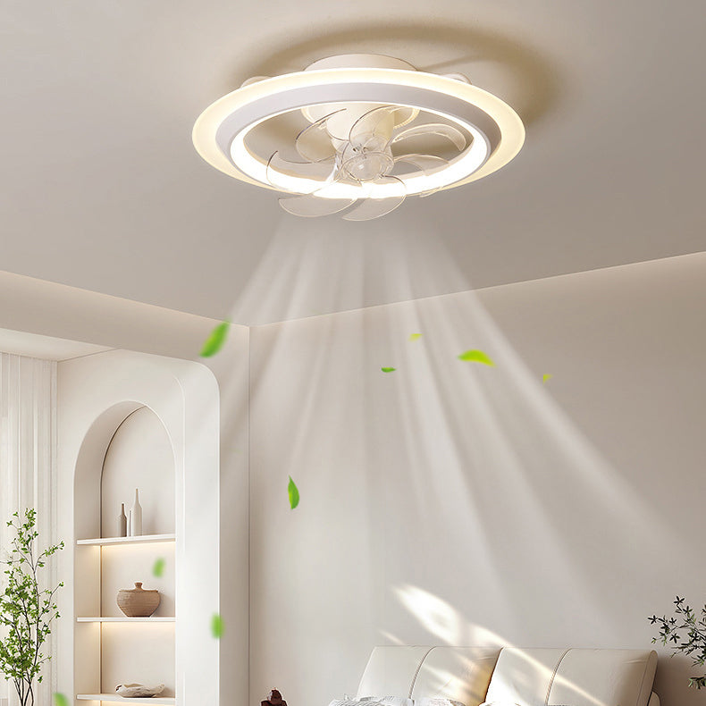 Modern Minimalist LED Semi-Flush Mount Ceiling Fan Light for Bedroom - Iron & Acrylic Design