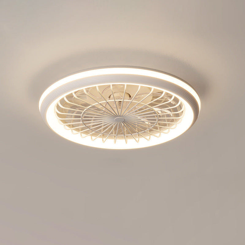 Modern Minimalist LED Semi-Flush Mount Ceiling Fan Light for Bedroom - Iron & Acrylic Design