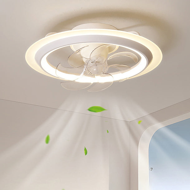 Modern Minimalist LED Semi-Flush Mount Ceiling Fan Light for Bedroom - Iron & Acrylic Design