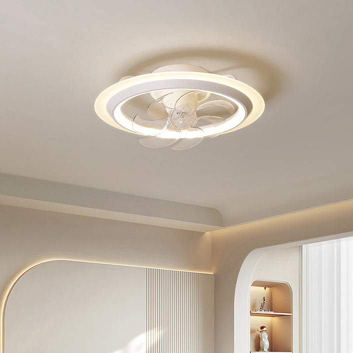 Modern Minimalist LED Semi-Flush Mount Ceiling Fan Light for Bedroom - Iron & Acrylic Design