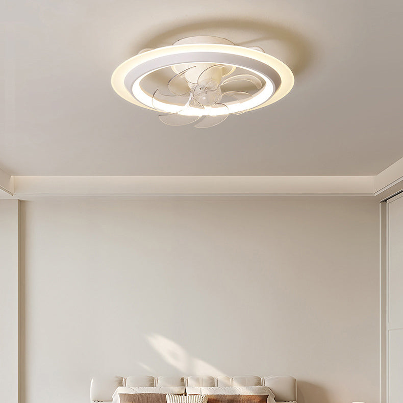 Modern Minimalist LED Semi-Flush Mount Ceiling Fan Light for Bedroom - Iron & Acrylic Design