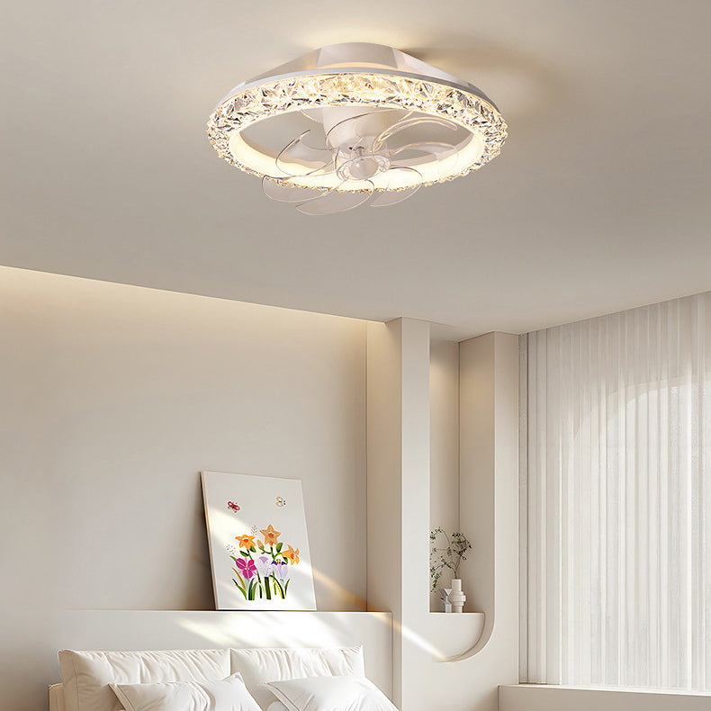 Modern Minimalist LED Semi-Flush Mount Ceiling Fan Light for Bedroom - Iron & Acrylic Design