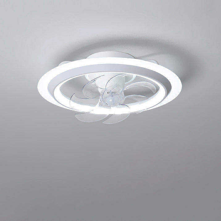 Modern Minimalist LED Semi-Flush Mount Ceiling Fan Light for Bedroom - Iron & Acrylic Design
