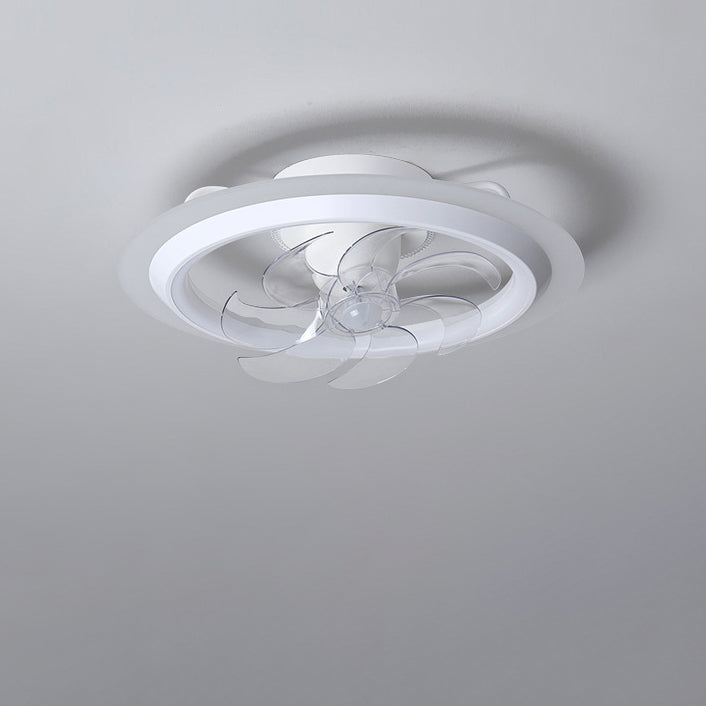 Modern Minimalist LED Semi-Flush Mount Ceiling Fan Light for Bedroom - Iron & Acrylic Design