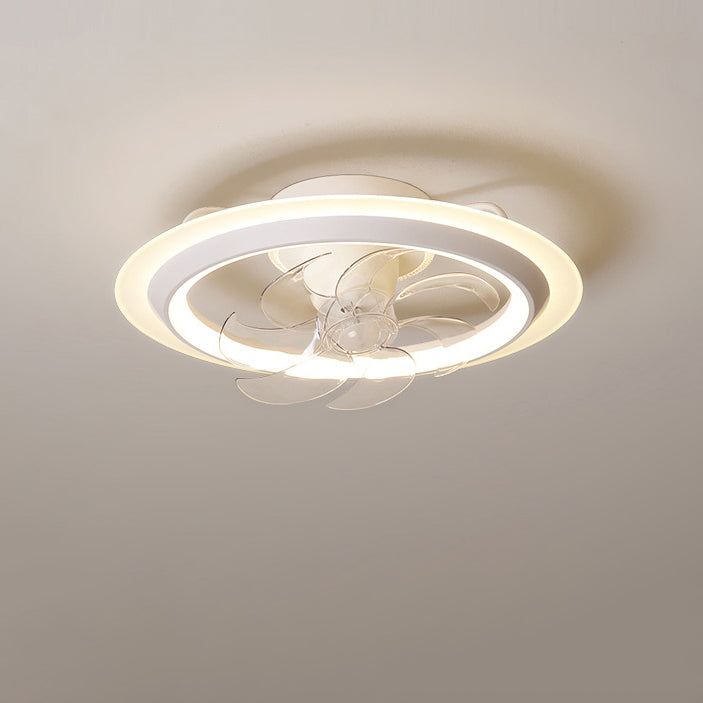 Modern Minimalist LED Semi-Flush Mount Ceiling Fan Light for Bedroom - Iron & Acrylic Design