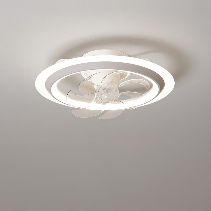 Modern Minimalist LED Semi-Flush Mount Ceiling Fan Light for Bedroom - Iron & Acrylic Design