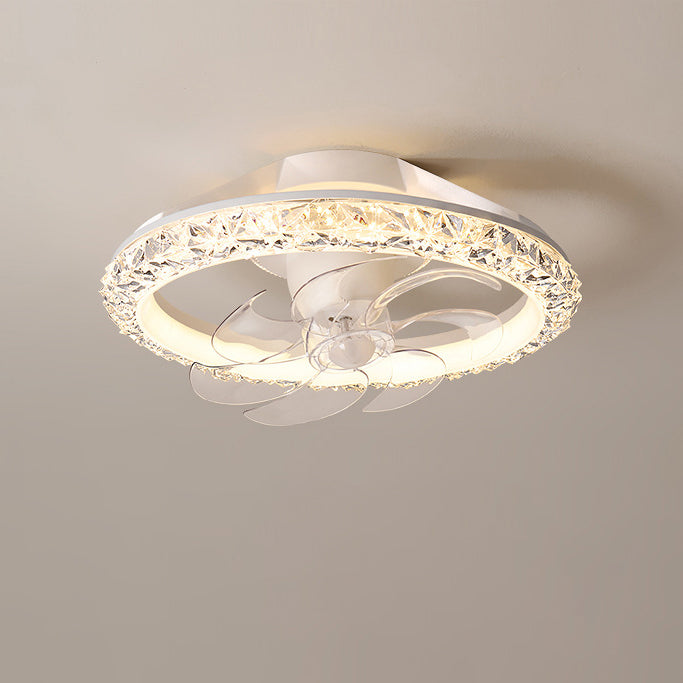 Modern Minimalist LED Semi-Flush Mount Ceiling Fan Light for Bedroom - Iron & Acrylic Design