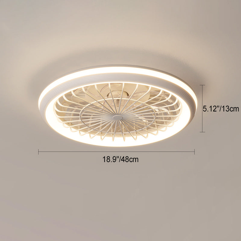 Modern Minimalist LED Semi-Flush Mount Ceiling Fan Light for Bedroom - Iron & Acrylic Design