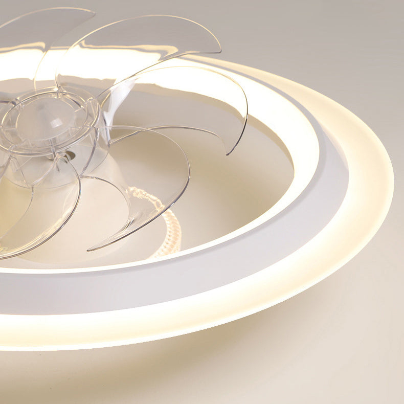 Modern Minimalist LED Semi-Flush Mount Ceiling Fan Light for Bedroom - Iron & Acrylic Design