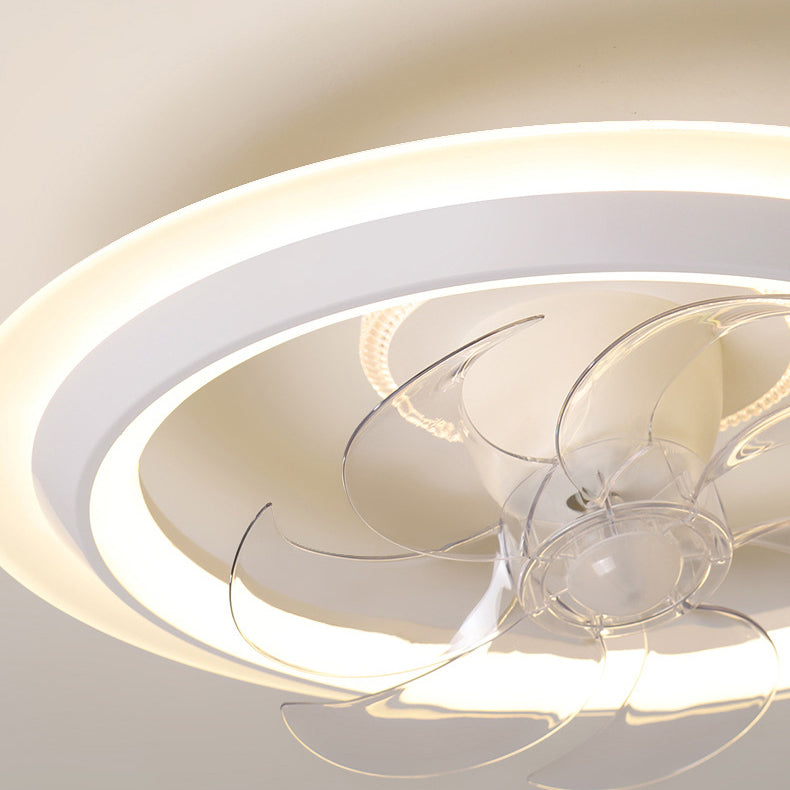 Modern Minimalist LED Semi-Flush Mount Ceiling Fan Light for Bedroom - Iron & Acrylic Design