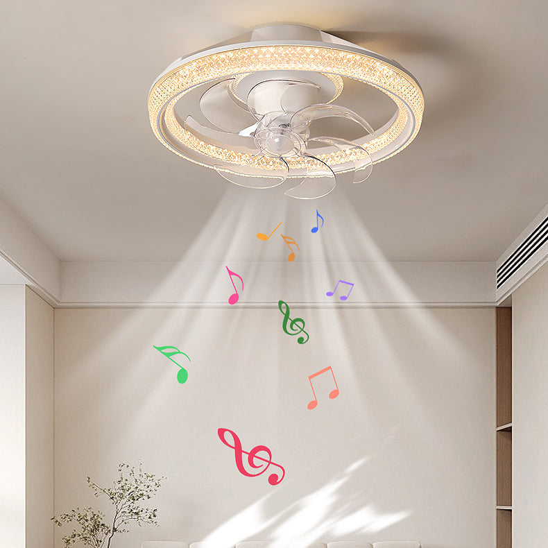 Modern Minimalist LED Semi-Flush Mount Ceiling Fan Light for Bedroom - Iron & Acrylic Design