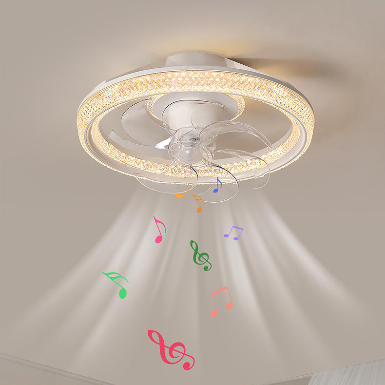 Modern Minimalist LED Semi-Flush Mount Ceiling Fan Light for Bedroom - Iron & Acrylic Design