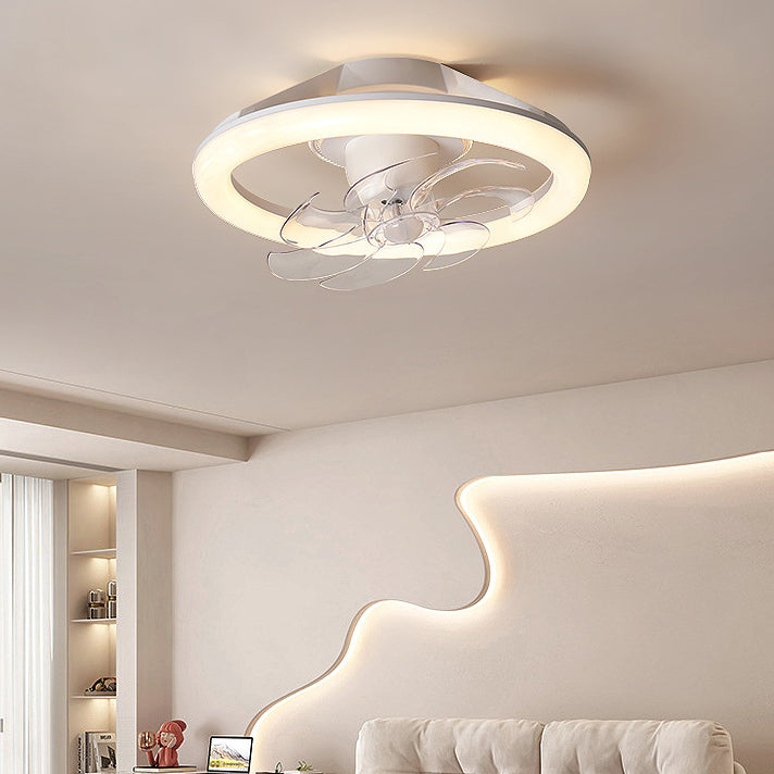 Modern Minimalist LED Semi-Flush Mount Ceiling Fan Light for Bedroom - Iron & Acrylic Design