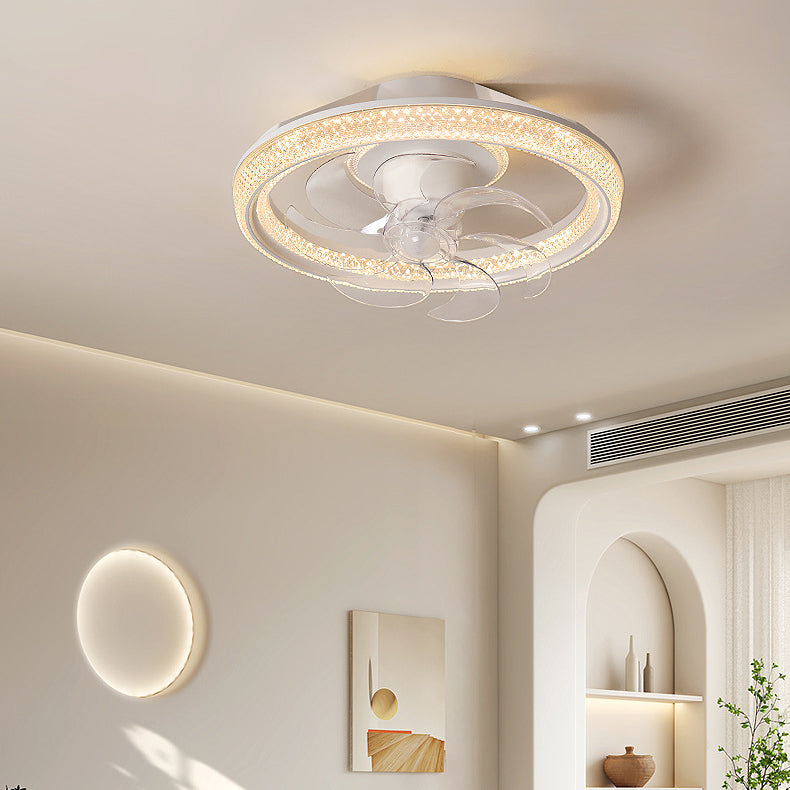 Modern Minimalist LED Semi-Flush Mount Ceiling Fan Light for Bedroom - Iron & Acrylic Design