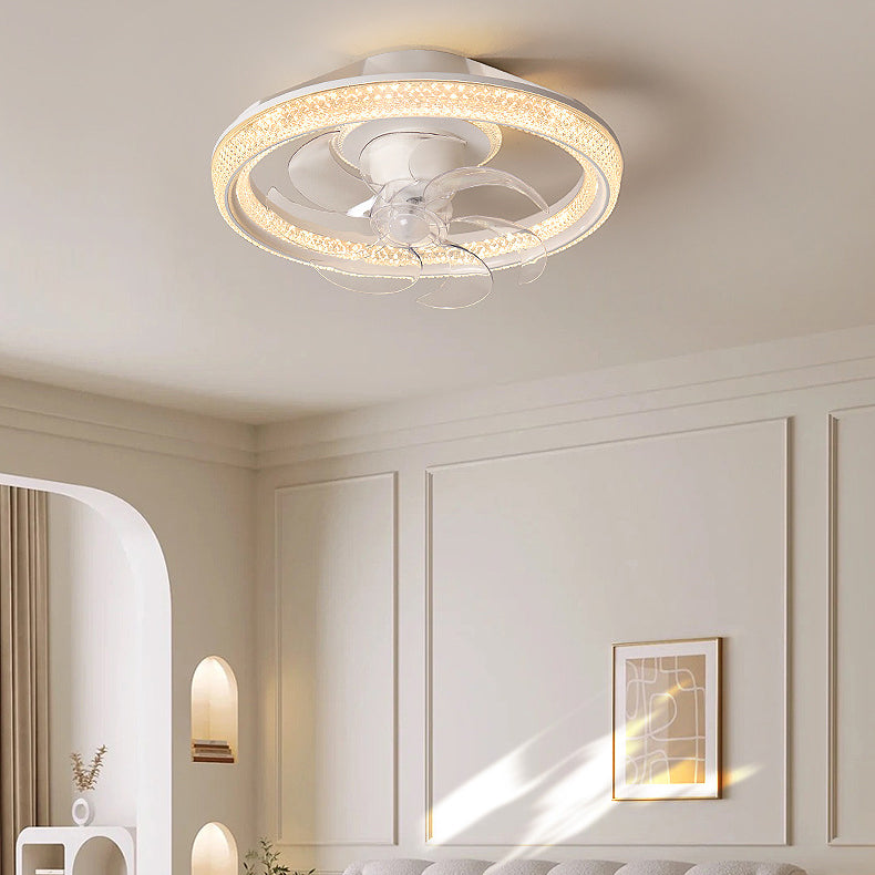 Modern Minimalist LED Semi-Flush Mount Ceiling Fan Light for Bedroom - Iron & Acrylic Design