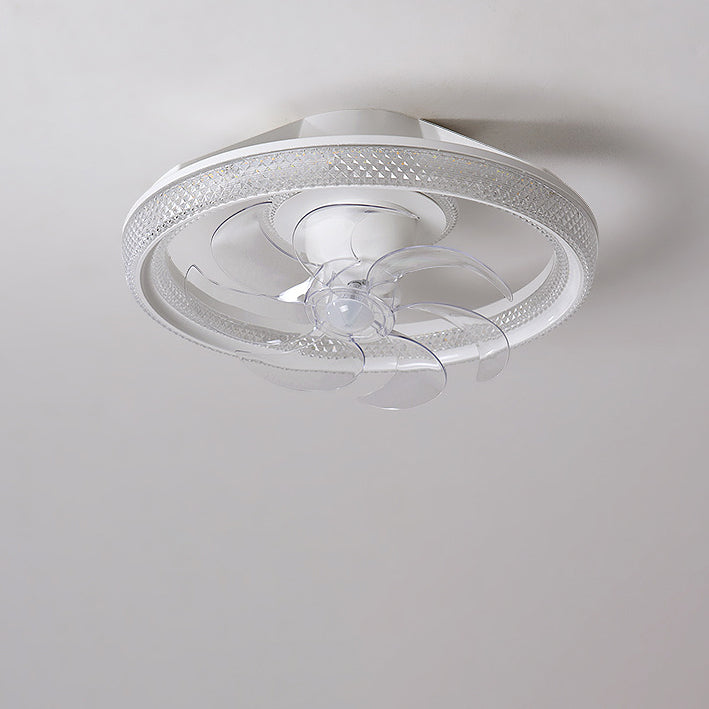 Modern Minimalist LED Semi-Flush Mount Ceiling Fan Light for Bedroom - Iron & Acrylic Design
