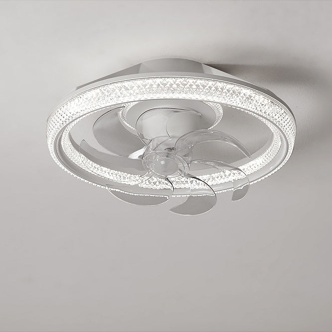 Modern Minimalist LED Semi-Flush Mount Ceiling Fan Light for Bedroom - Iron & Acrylic Design