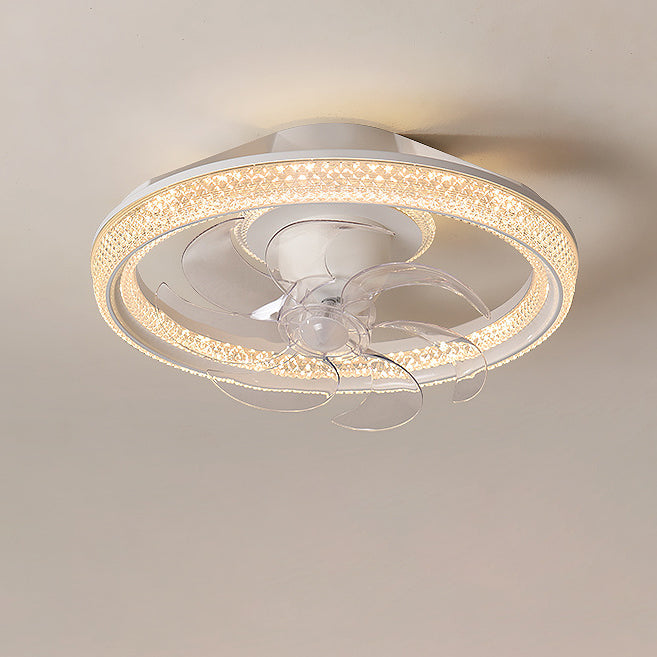 Modern Minimalist LED Semi-Flush Mount Ceiling Fan Light for Bedroom - Iron & Acrylic Design