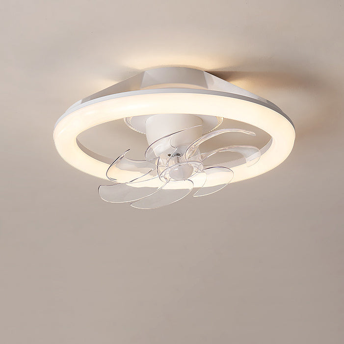 Modern Minimalist LED Semi-Flush Mount Ceiling Fan Light for Bedroom - Iron & Acrylic Design
