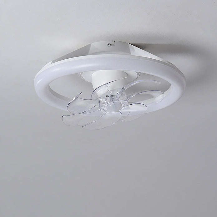 Modern Minimalist LED Semi-Flush Mount Ceiling Fan Light for Bedroom - Iron & Acrylic Design