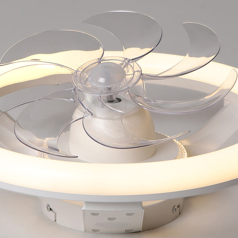 Modern Minimalist LED Semi-Flush Mount Ceiling Fan Light for Bedroom - Iron & Acrylic Design