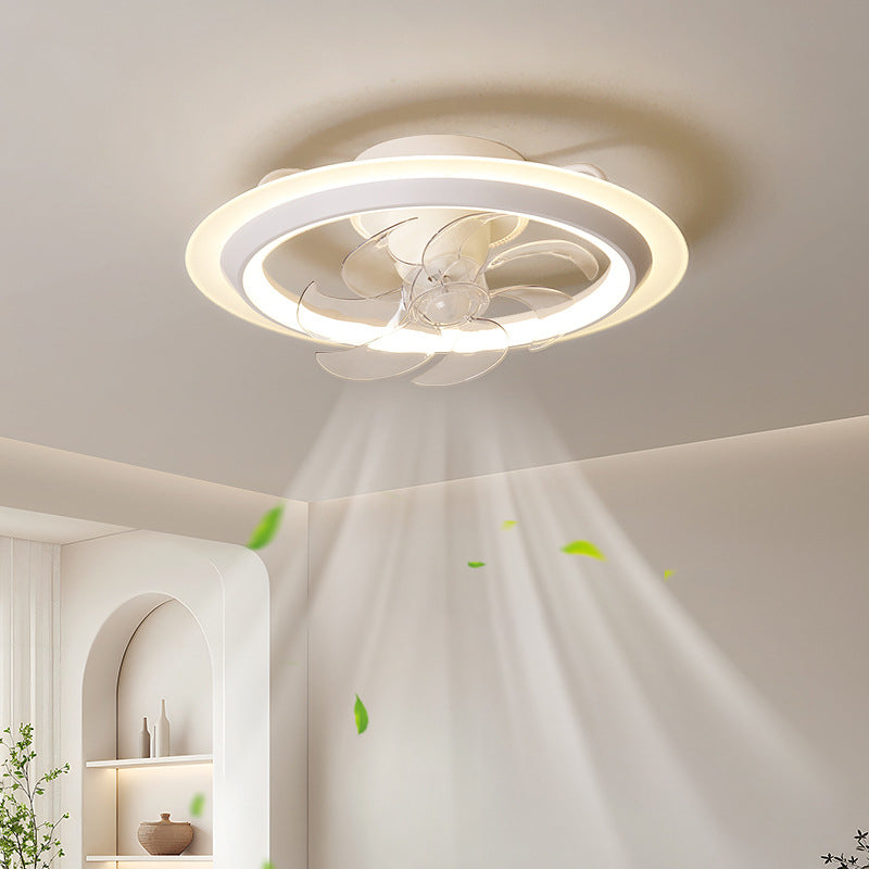 Modern Minimalist LED Semi-Flush Mount Ceiling Fan Light for Bedroom - Iron & Acrylic Design