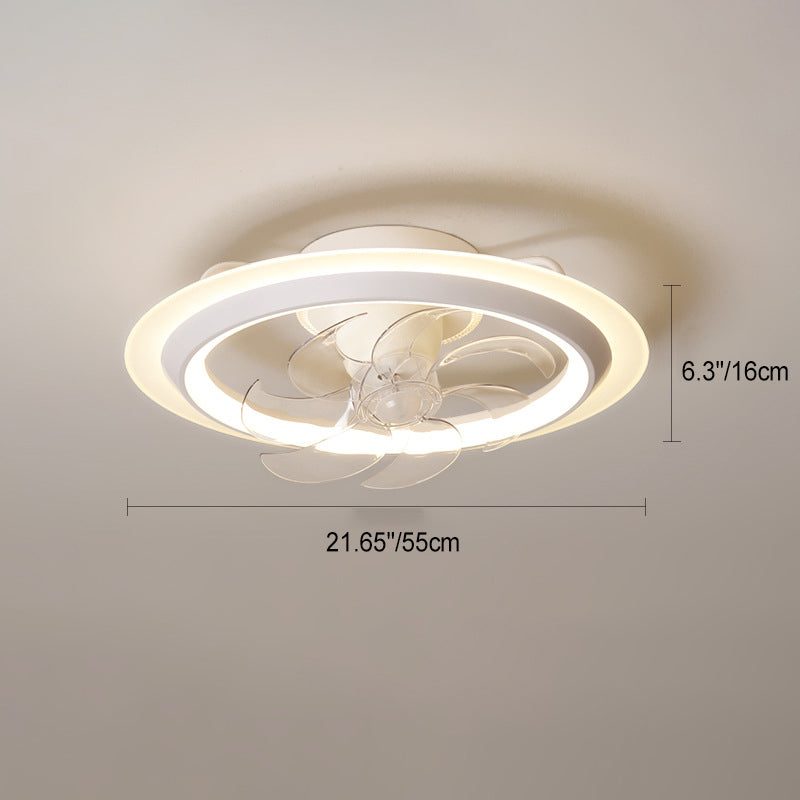 Modern Minimalist LED Semi-Flush Mount Ceiling Fan Light for Bedroom - Iron & Acrylic Design