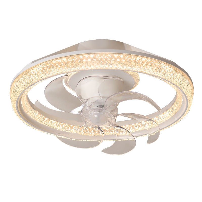 Modern Minimalist LED Semi-Flush Mount Ceiling Fan Light for Bedroom - Iron & Acrylic Design