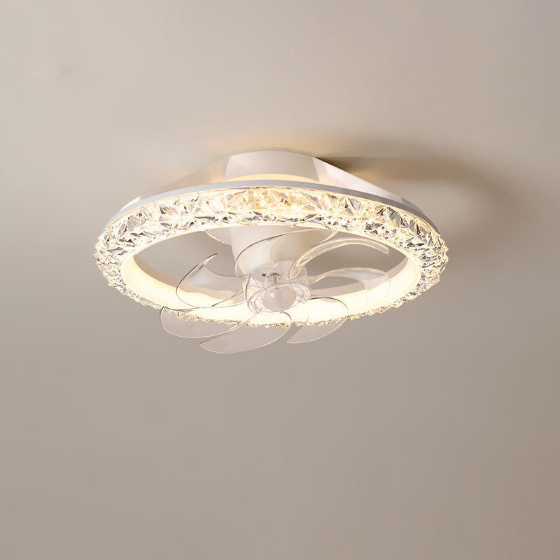 Modern Minimalist LED Semi-Flush Mount Ceiling Fan Light for Bedroom - Iron & Acrylic Design