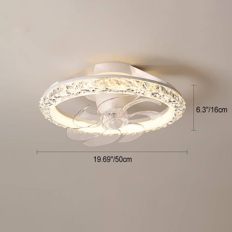 Modern Minimalist LED Semi-Flush Mount Ceiling Fan Light for Bedroom - Iron & Acrylic Design