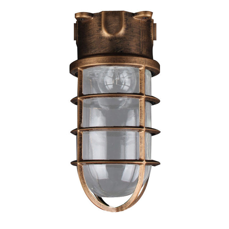 Industrial Waterproof Aluminum Glass Cylinder Light Semi-Flush Mount for Outdoor Patio