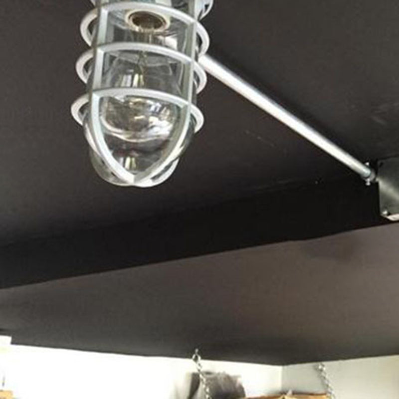Industrial Waterproof Aluminum Glass Cylinder Light Semi-Flush Mount for Outdoor Patio