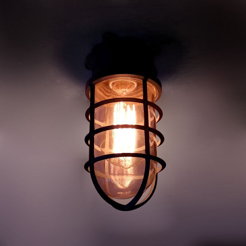 Contemporary Industrial Waterproof Aluminum Alloy Semi-Flush Mount Ceiling Light for Outdoor Patio