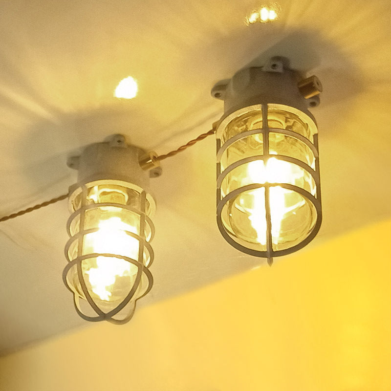 Contemporary Industrial Waterproof Aluminum Alloy Semi-Flush Mount Ceiling Light for Outdoor Patio