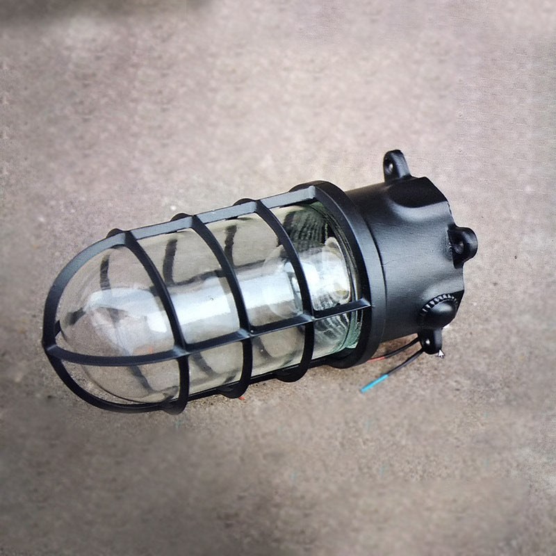 Industrial Waterproof Aluminum Glass Cylinder Light Semi-Flush Mount for Outdoor Patio