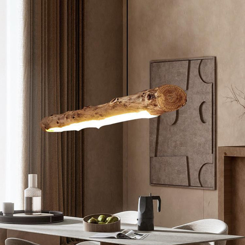 Traditional Farmhouse Wood & Acrylic LED Island Chandelier for Dining Room