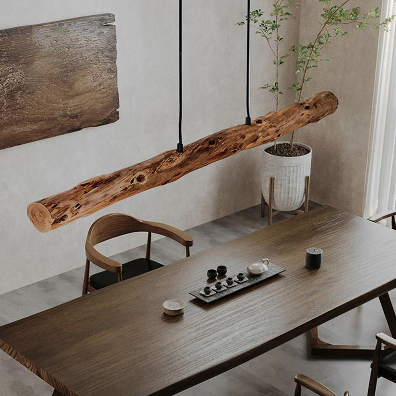 Traditional Farmhouse Wood & Acrylic LED Island Chandelier for Dining Room