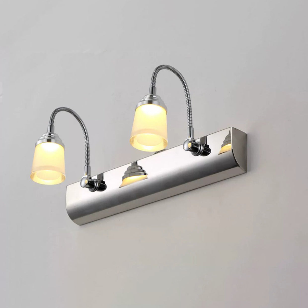 Modern Gooseneck LED Wall Sconce - Stainless Steel Vanity Light for Bathroom